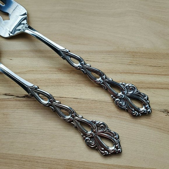 Oneida Chandelier Pierced Serving Spoon & Fork stainless flatware 2 pc - Picture 4 of 7